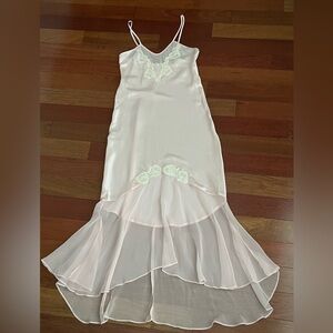 Vtg Victoria’s Secret Slip Dress Beaded Drop Waist Mermaid Pink Sheer Bridal P